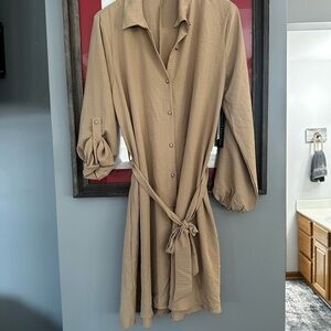 Absolutely Famous Beige Long Sleeve Dress